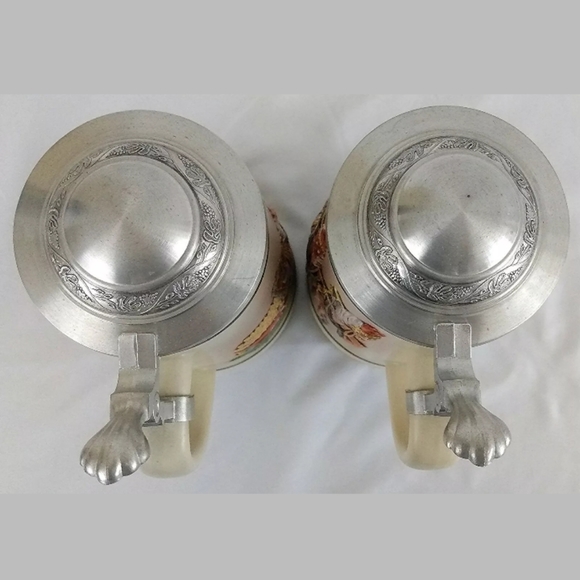Pair Lidded German Beer Steins - Picture 3 of 8